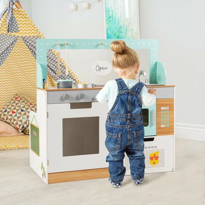Kids Kitchen &amp; Diner Restaurant Wooden Pretend Cooking Playset childrensterritory