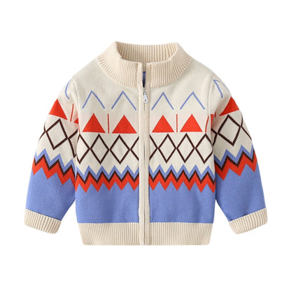 Kids Knit Printed Zipper Cardigan/Outerwear childrensterritory