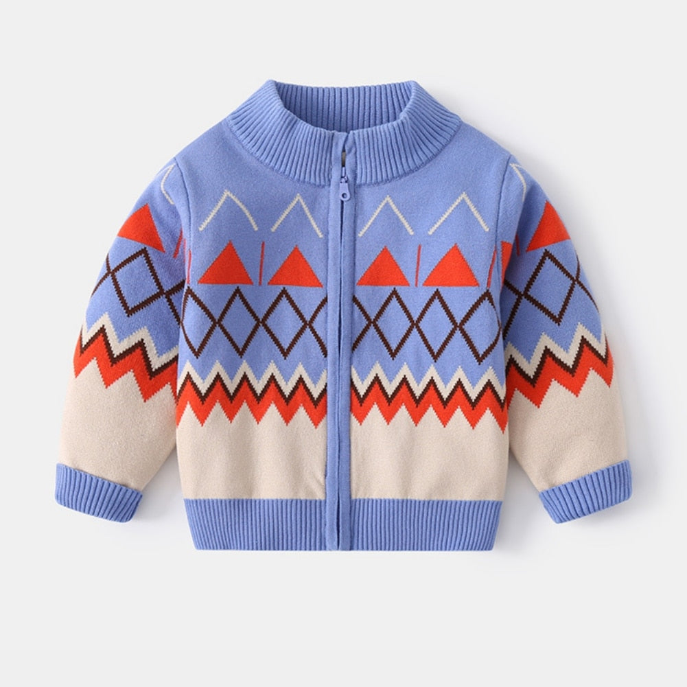 Kids Knit Printed Zipper Cardigan/Outerwear childrensterritory