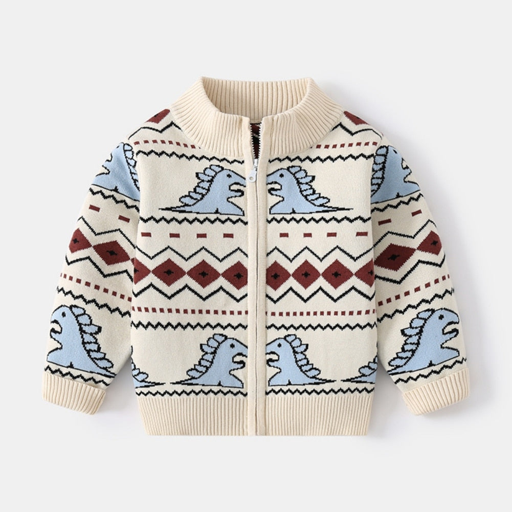 Kids Knit Printed Zipper Cardigan/Outerwear childrensterritory