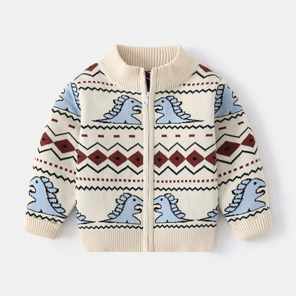 Kids Knit Printed Zipper Cardigan/Outerwear childrensterritory