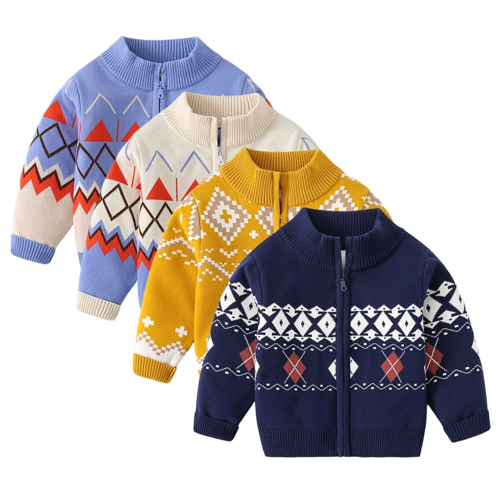 Kids Knit Printed Zipper Cardigan/Outerwear childrensterritory