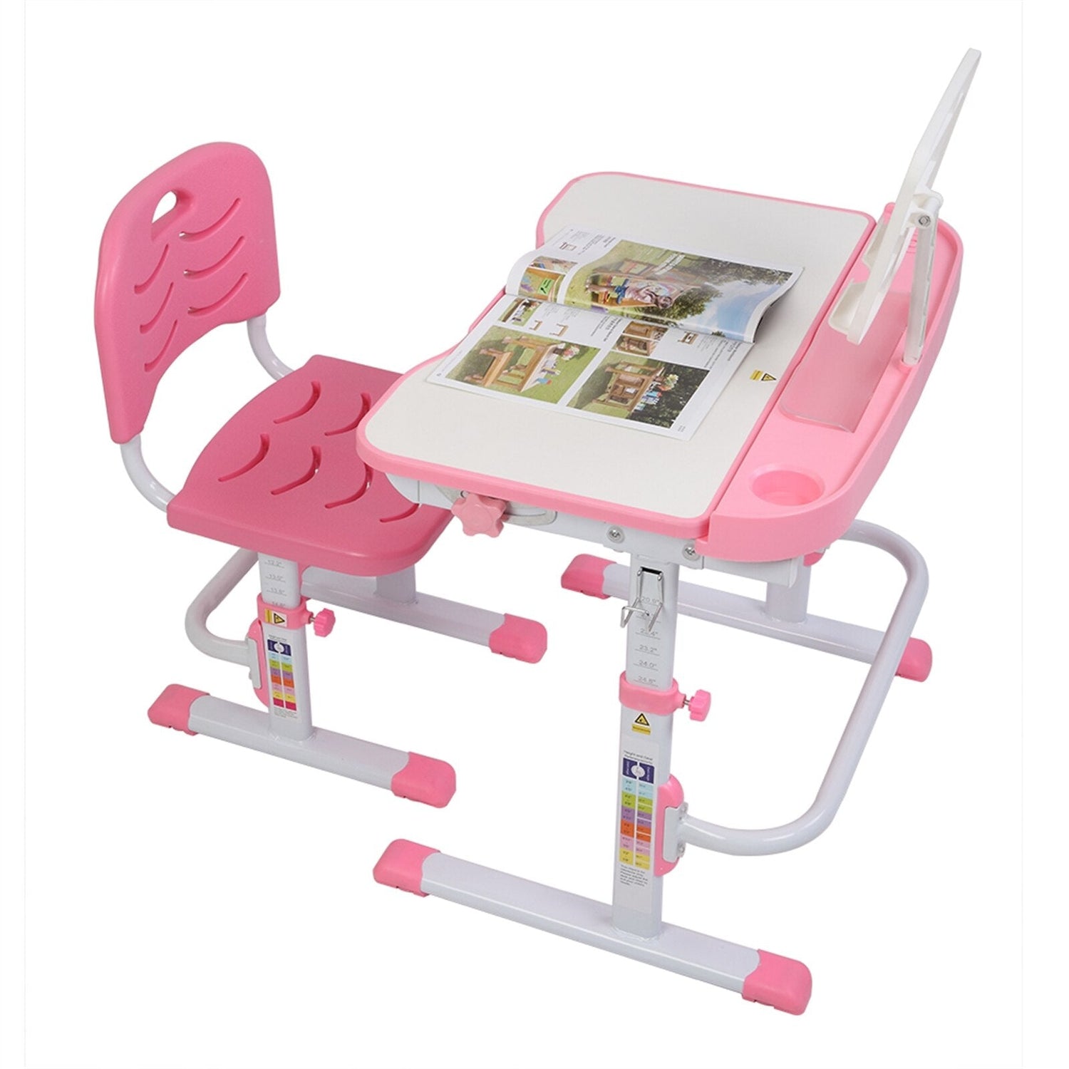Kids Lifting Study Table And Chair Set w/Reading Stand childrensterritory
