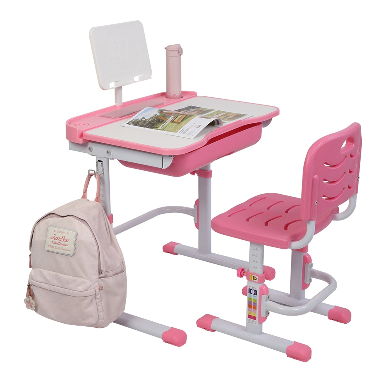 Kids Lifting Study Table And Chair Set w/Reading Stand childrensterritory