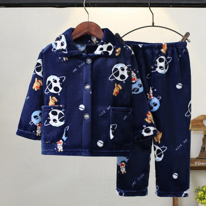 Kids Long Sleeve Flannel Pajamas Set/Sleepwear childrensterritory