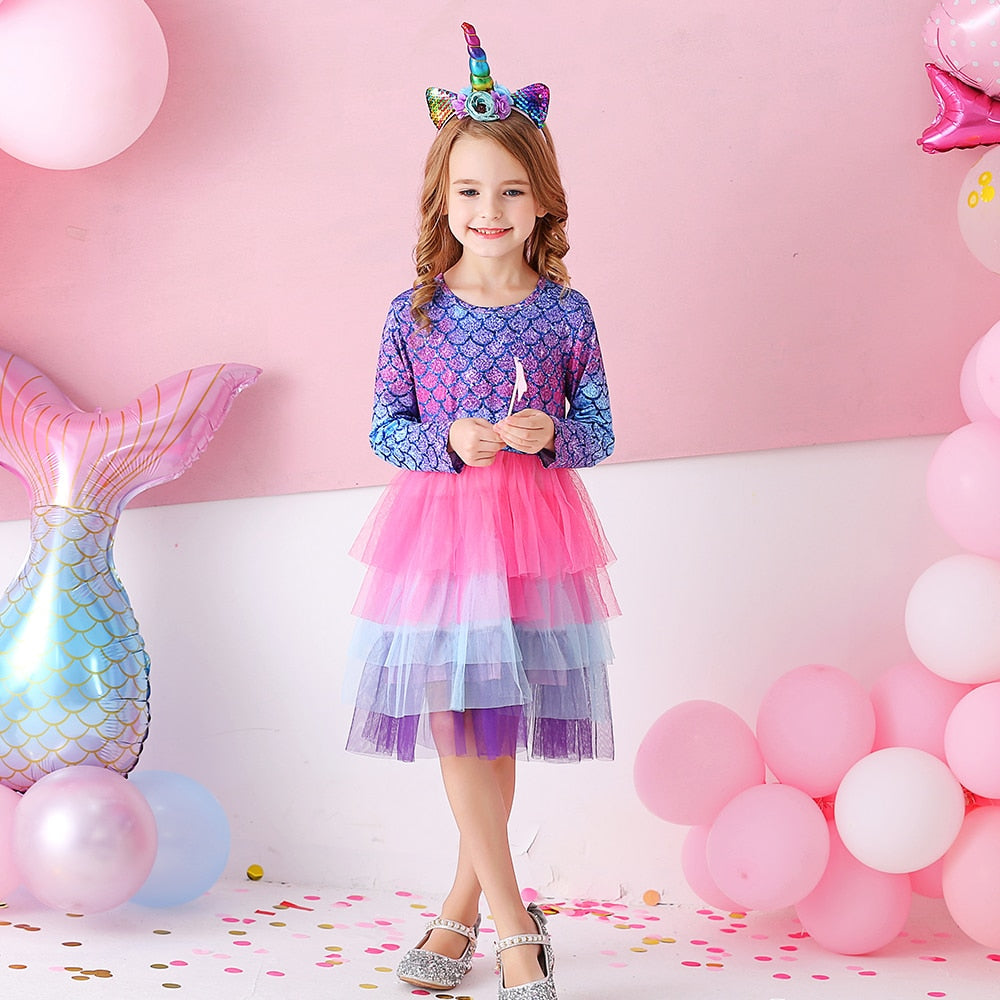 Kids Mermaid Princess Tutu Dress For Girls childrensterritory