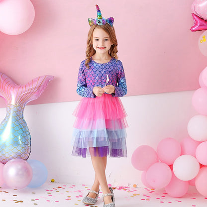 Kids Mermaid Princess Tutu Dress For Girls childrensterritory