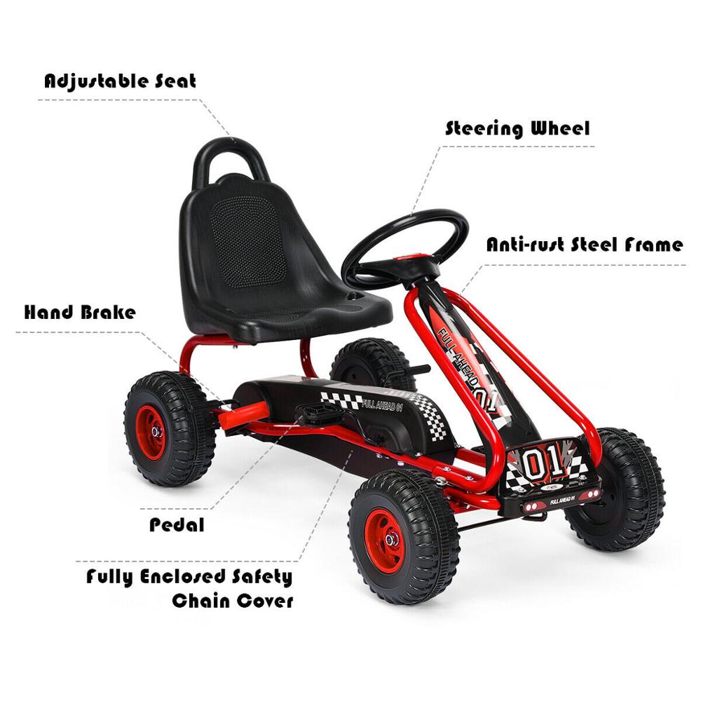 Kids Pedal Ride-On Toys w/ Adjustable Seat &amp; Handbrake childrensterritory