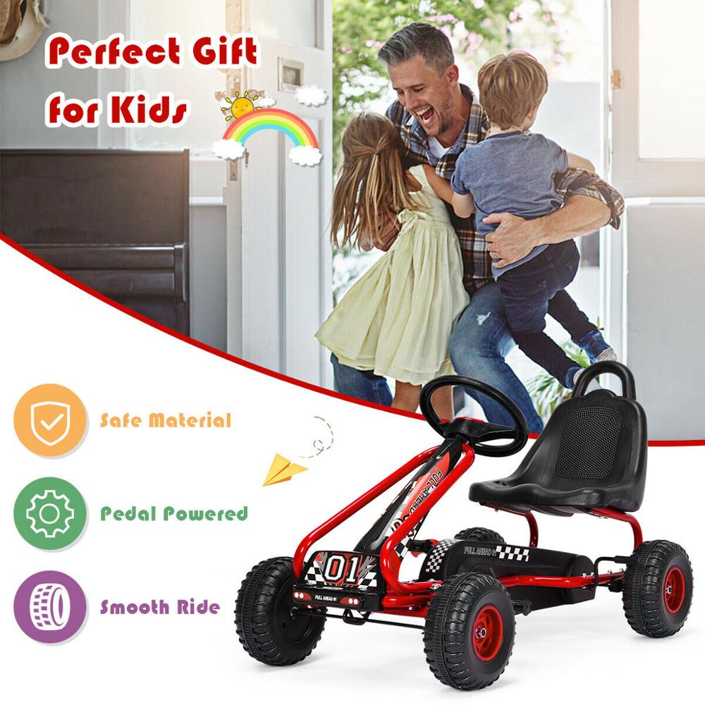 Kids Pedal Ride-On Toys w/ Adjustable Seat &amp; Handbrake childrensterritory