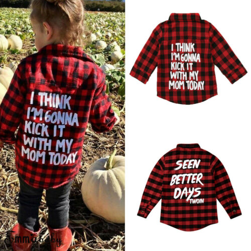 Kids Plaid Turn Down Collar Shirt w/Long Sleeve childrensterritory
