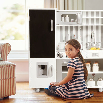 Kids Pretend White Kitchen Playset w/ Utensils childrensterritory