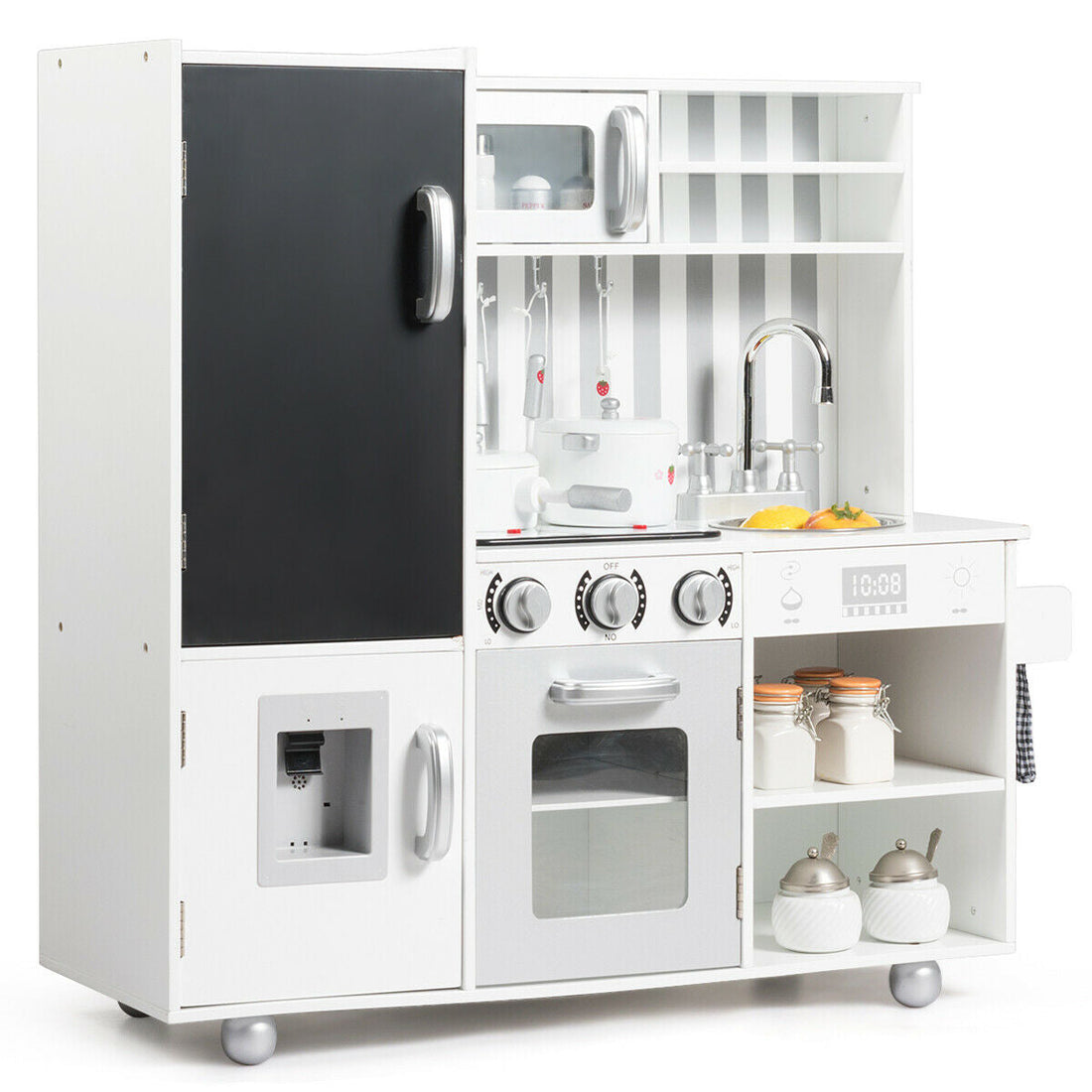 Kids Pretend White Kitchen Playset w/ Utensils childrensterritory