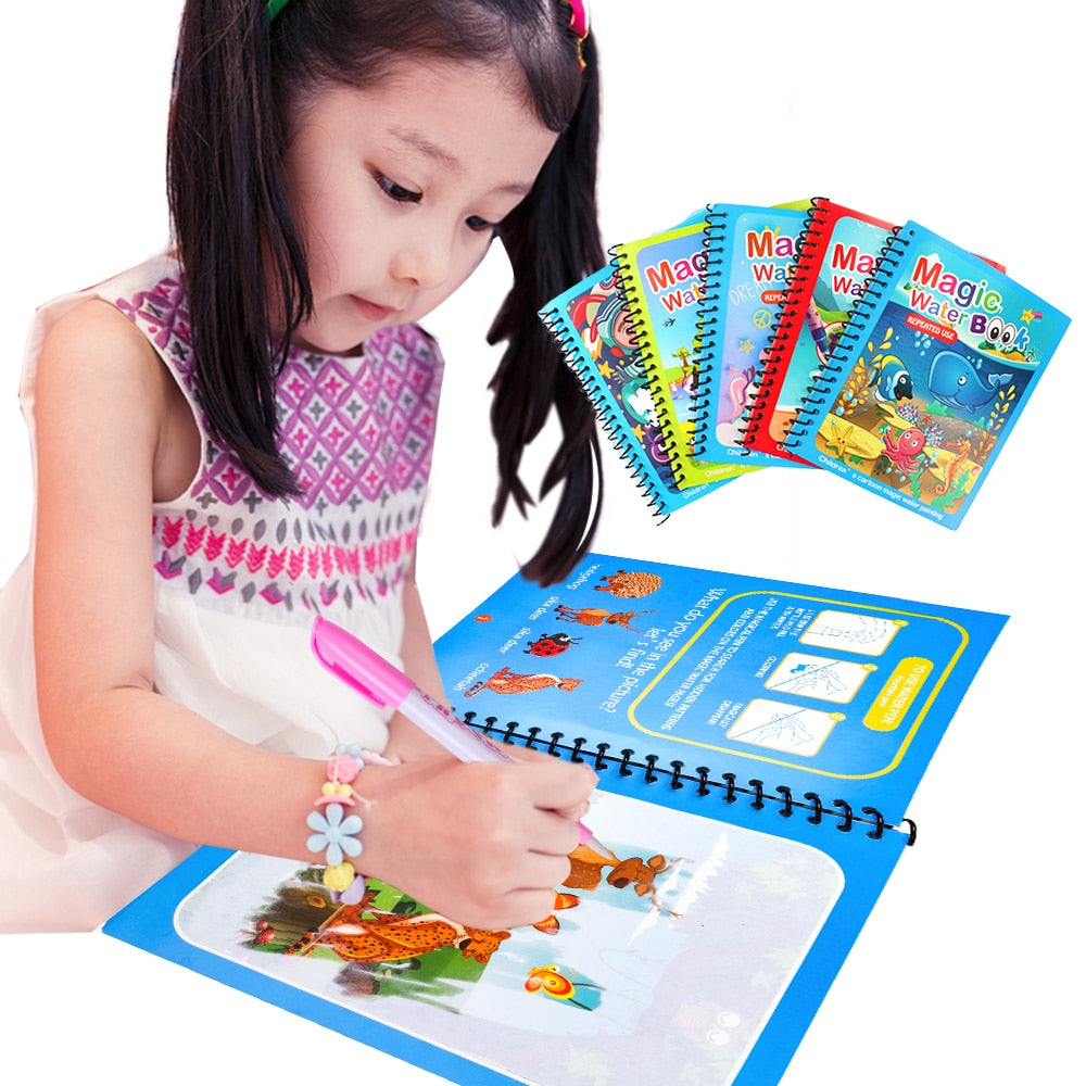 Kids Reusable Coloring Magic Water Drawing Book childrensterritory