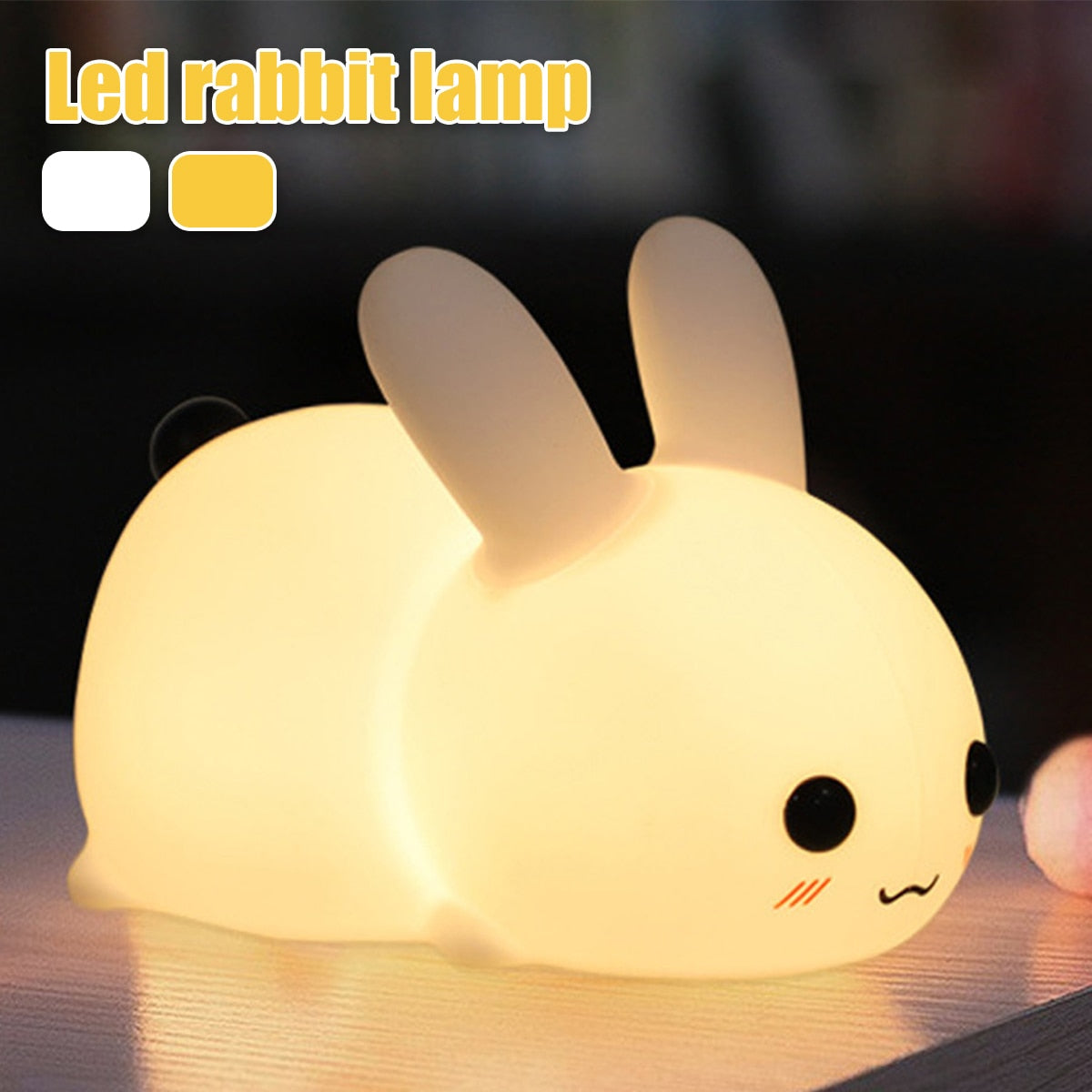 Kids Soft Silicone Touch USB Rechargeable Bunny Night Lamp childrensterritory