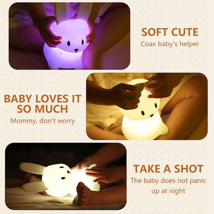 Kids Soft Silicone Touch USB Rechargeable Bunny Night Lamp childrensterritory