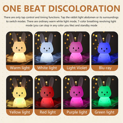 Kids Soft Silicone Touch USB Rechargeable Bunny Night Lamp childrensterritory