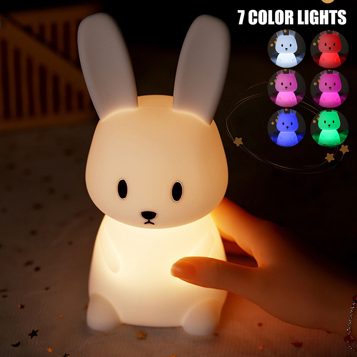 Kids Soft Silicone Touch USB Rechargeable Bunny Night Lamp childrensterritory