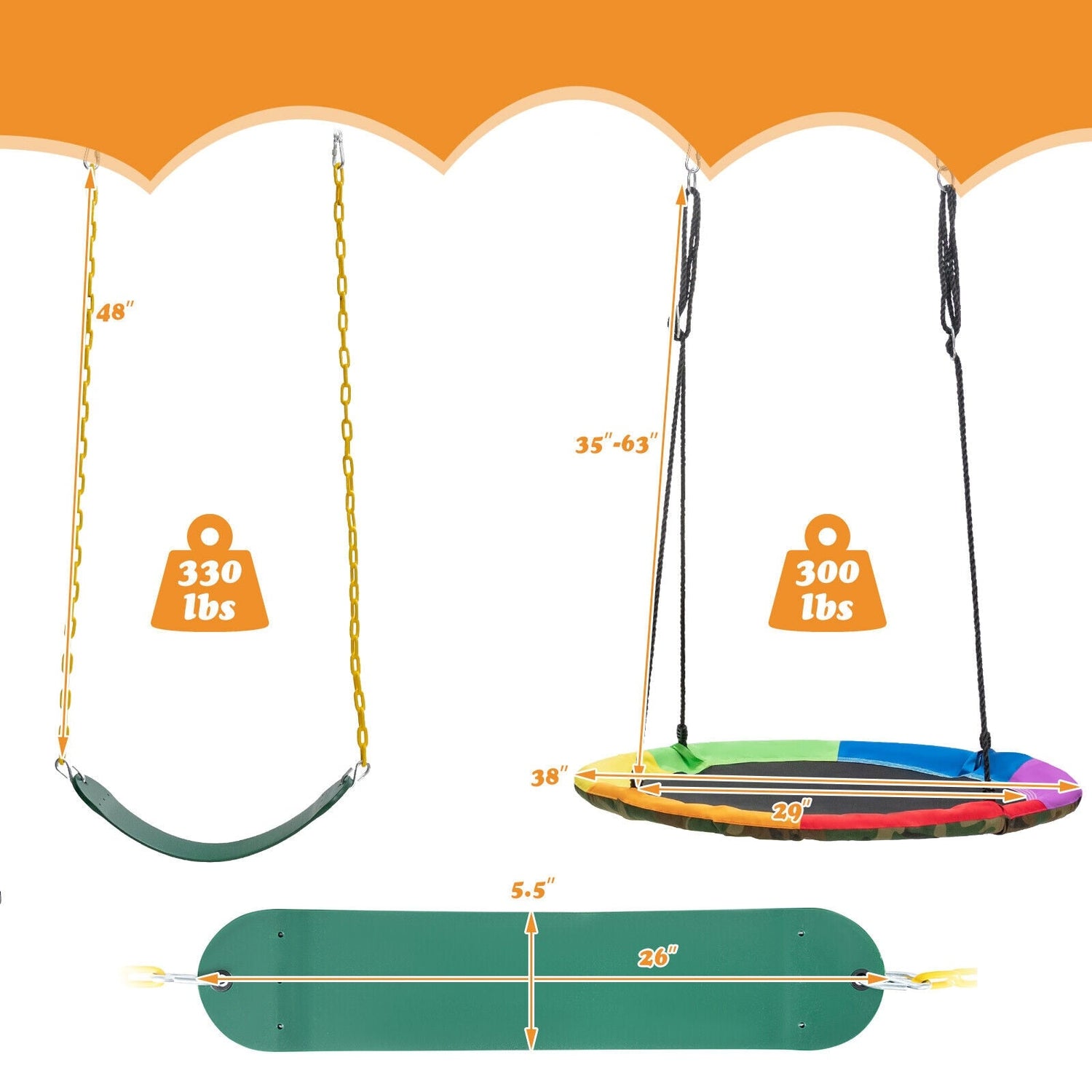 Kids Swing Frame Stand with 2 Swing Set childrensterritory