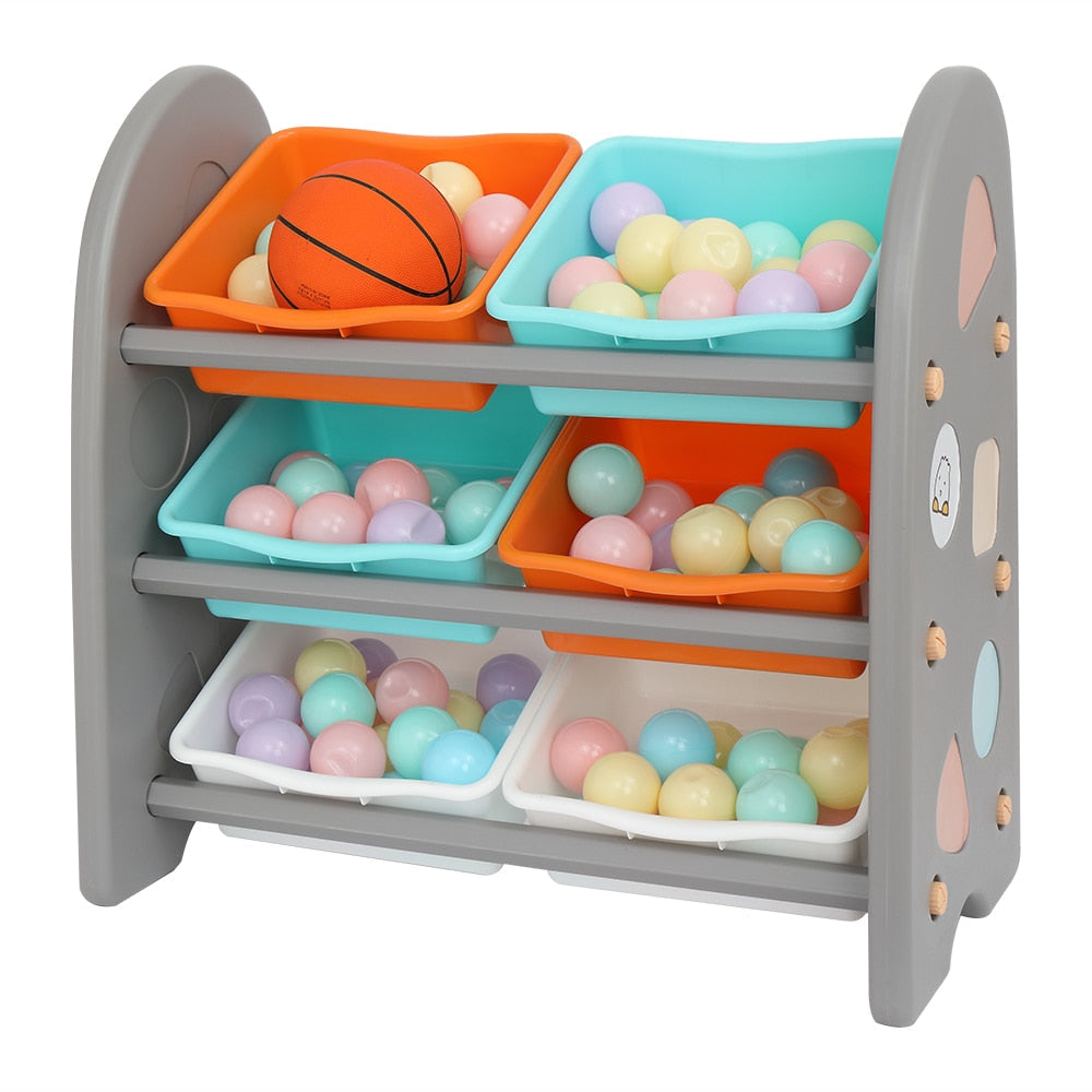Kids Toy Storage Stand with 6 Removable Bins childrensterritory