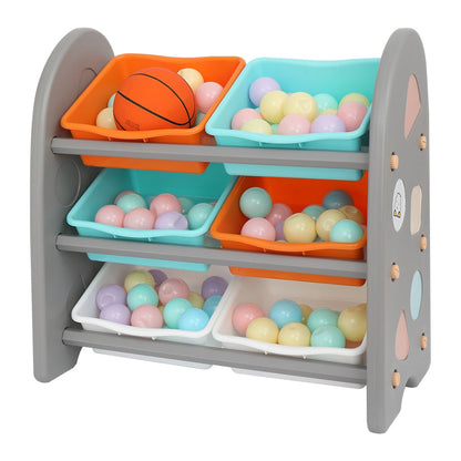 Kids Toy Storage Stand with 6 Removable Bins childrensterritory