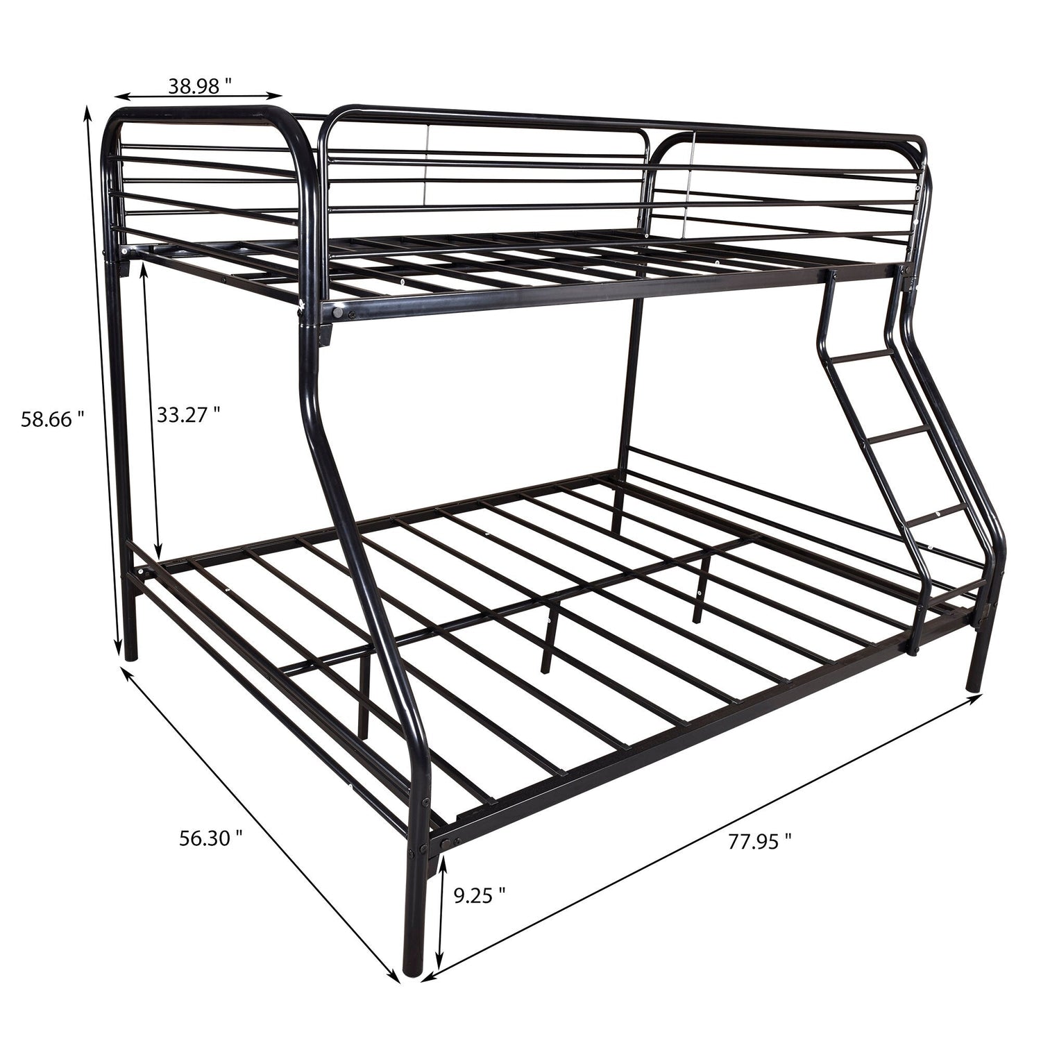Kids Twin-Over-Full Bunk Metal Bed Frame with Ladder childrensterritory