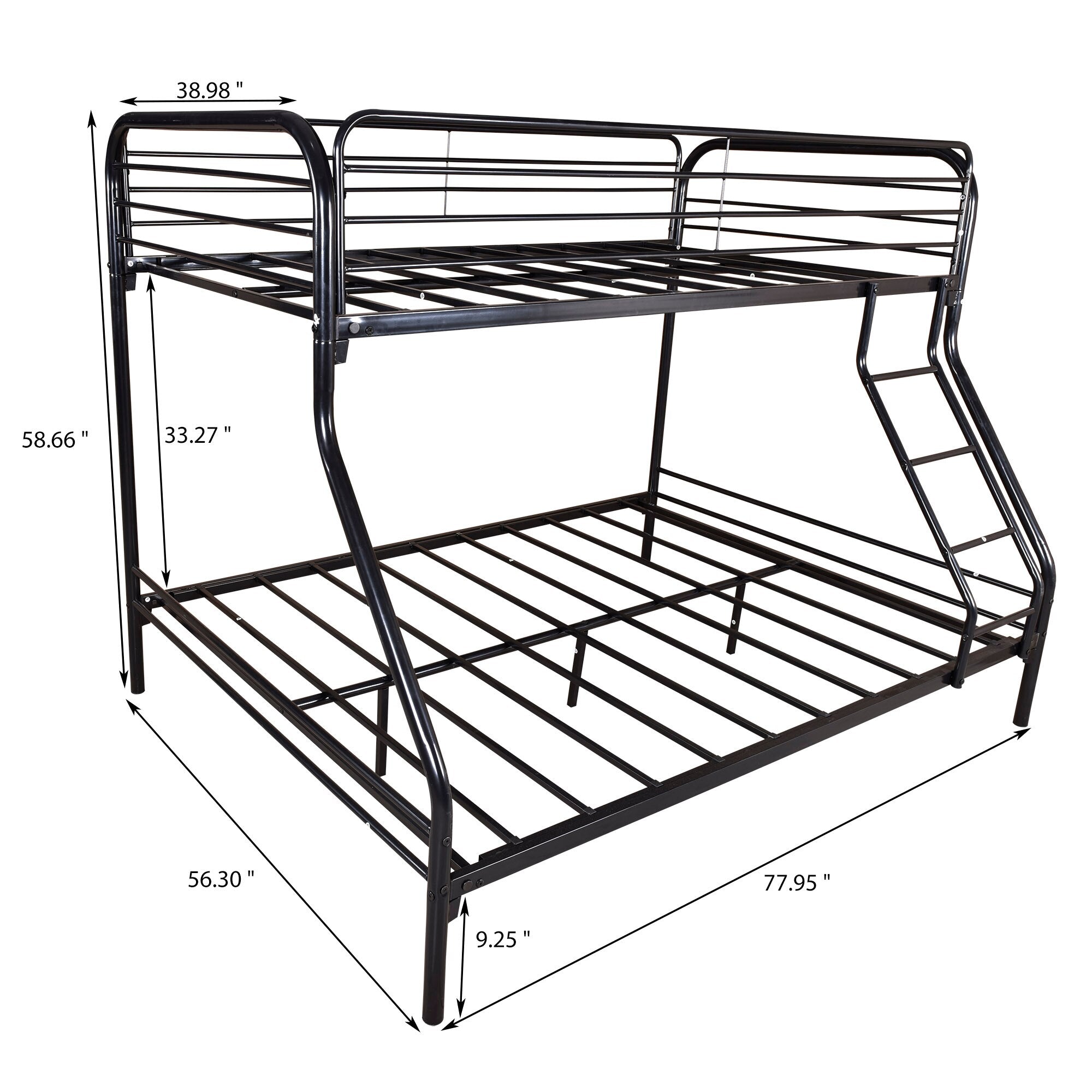 Kids Twin-Over-Full Bunk Metal Bed Frame with Ladder childrensterritory