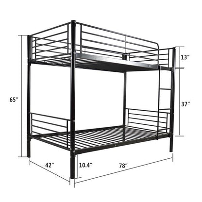 Kids Twin Size Iron Bunk Bed with Ladder childrensterritory