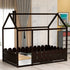 Kids Twin Size Wooden Bed House Frame with Fence childrensterritory