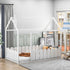 Kids Twin Size Wooden Bed House Frame with Fence childrensterritory
