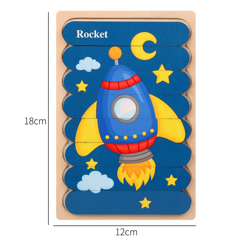 Kids Two-sided 3D Wood Jigsaw Puzzle Toy childrensterritory