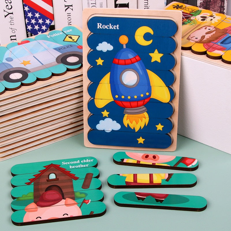 Kids Two-sided 3D Wood Jigsaw Puzzle Toy childrensterritory
