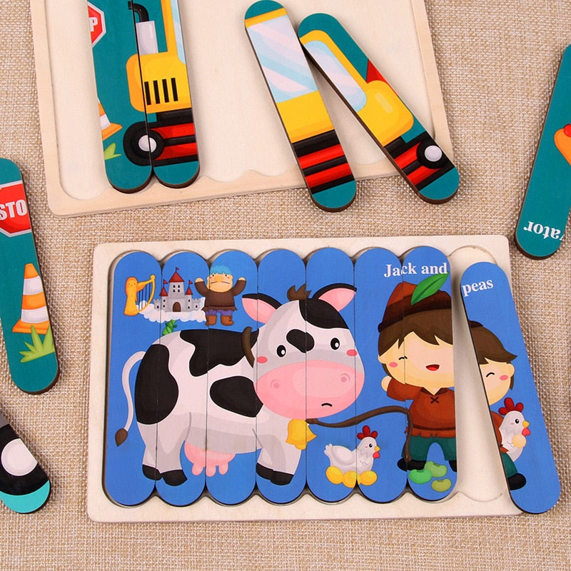 Kids Two-sided 3D Wood Jigsaw Puzzle Toy childrensterritory