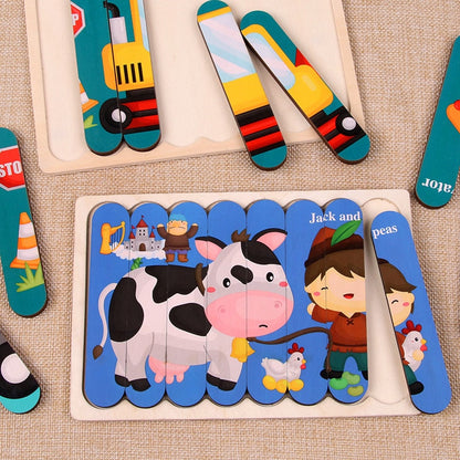 Kids Two-sided 3D Wood Jigsaw Puzzle Toy childrensterritory