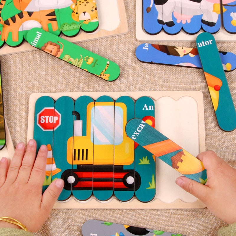 Kids Two-sided 3D Wood Jigsaw Puzzle Toy childrensterritory