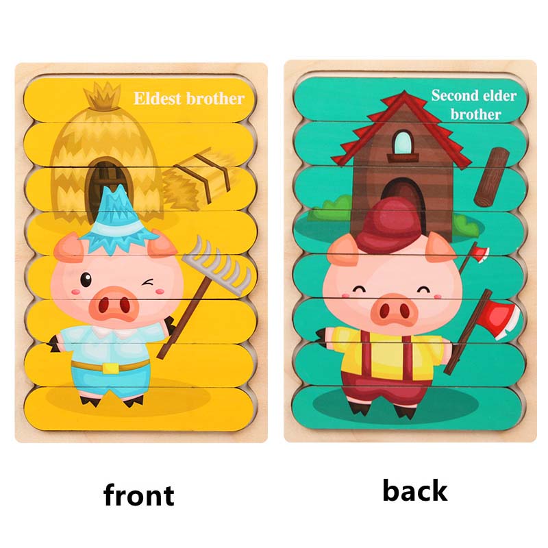 Kids Two-sided 3D Wood Jigsaw Puzzle Toy childrensterritory