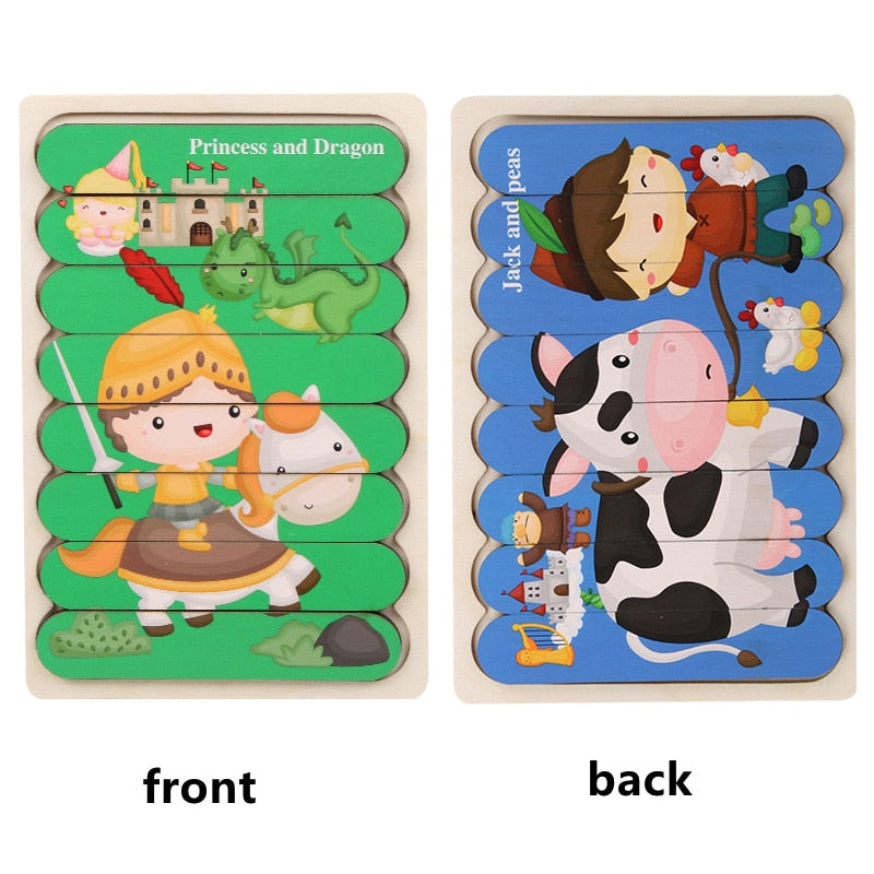 Kids Two-sided 3D Wood Jigsaw Puzzle Toy childrensterritory