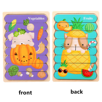 Kids Two-sided 3D Wood Jigsaw Puzzle Toy childrensterritory