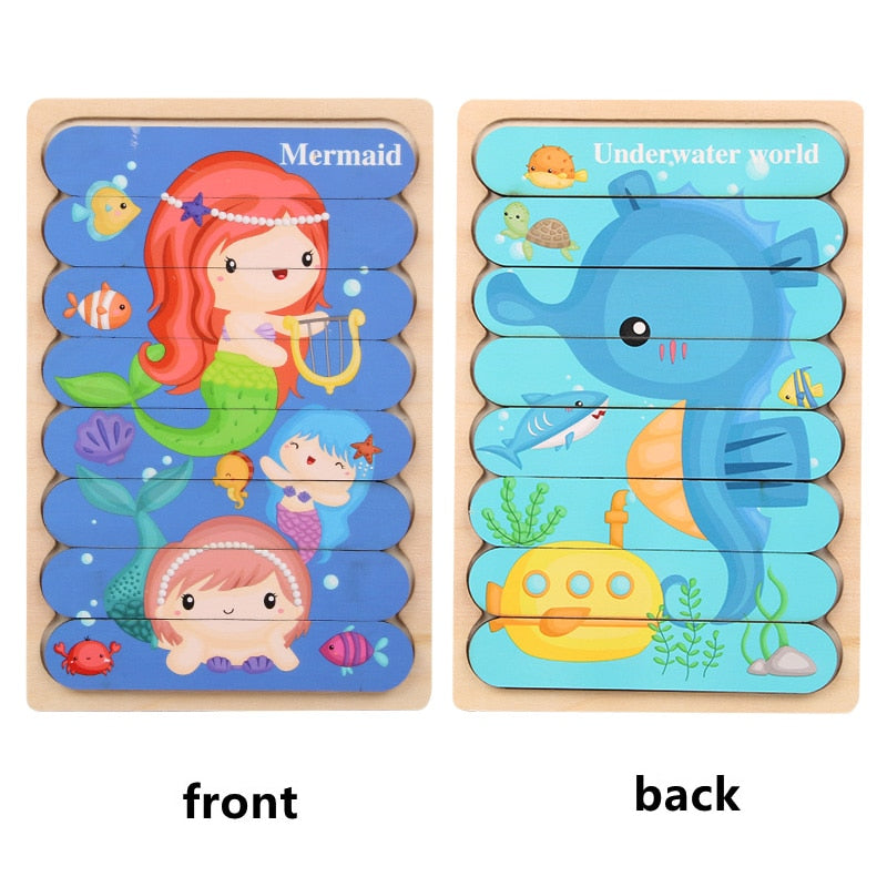 Kids Two-sided 3D Wood Jigsaw Puzzle Toy childrensterritory