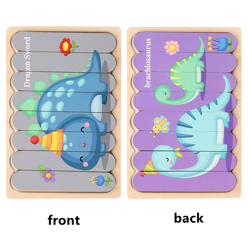 Kids Two-sided 3D Wood Jigsaw Puzzle Toy childrensterritory