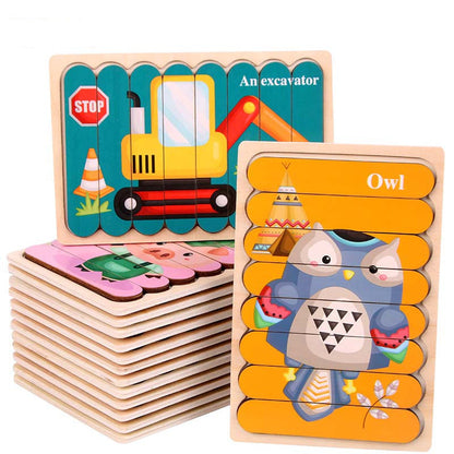 Kids Two-sided 3D Wood Jigsaw Puzzle Toy childrensterritory