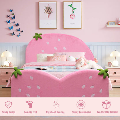 Kids Upholstered Platform Bed Berry Pattern childrensterritory