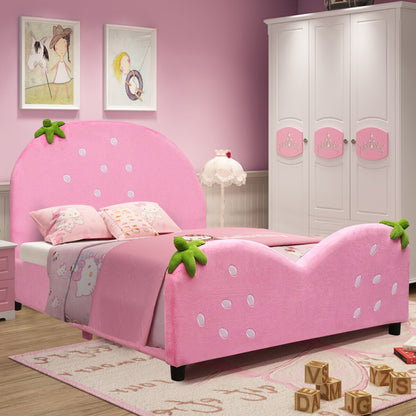Kids Upholstered Platform Bed Berry Pattern childrensterritory
