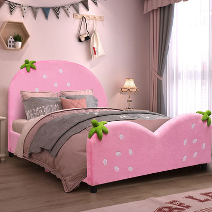 Kids Upholstered Platform Bed Berry Pattern childrensterritory