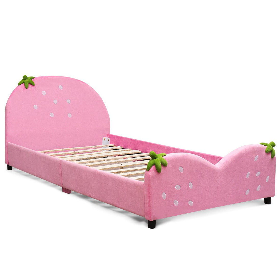 Kids Upholstered Platform Bed Berry Pattern childrensterritory
