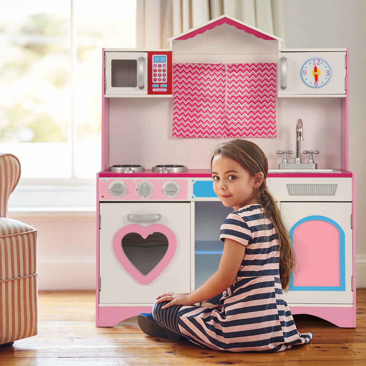 Kids Wooden Cooking Pretend Kitchen Toy Play Set childrensterritory