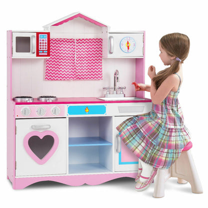Kids Wooden Cooking Pretend Kitchen Toy Play Set childrensterritory