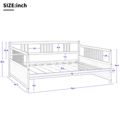Kids Wooden Full Size Bed Frame with 10 Slats childrensterritory