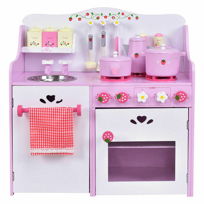 Kids Wooden Pretend Cooking Play Set w/ Kitchen Toy childrensterritory