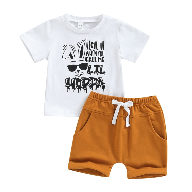 Letter Rabbit Print 2Pcs Easter Clothes for Baby Boys childrensterritory