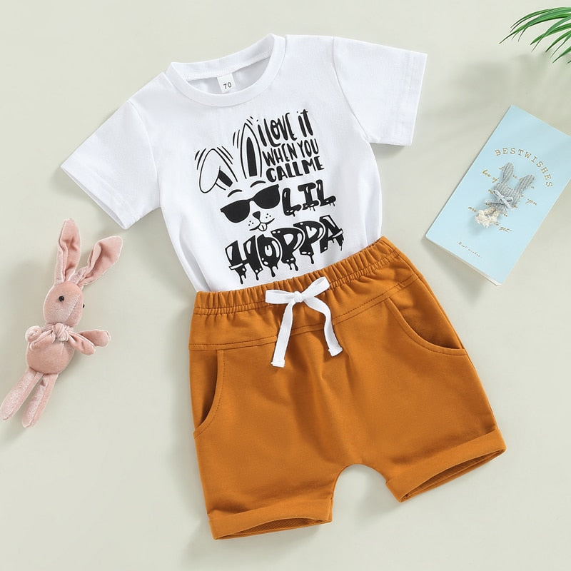 Letter Rabbit Print 2Pcs Easter Clothes for Baby Boys childrensterritory
